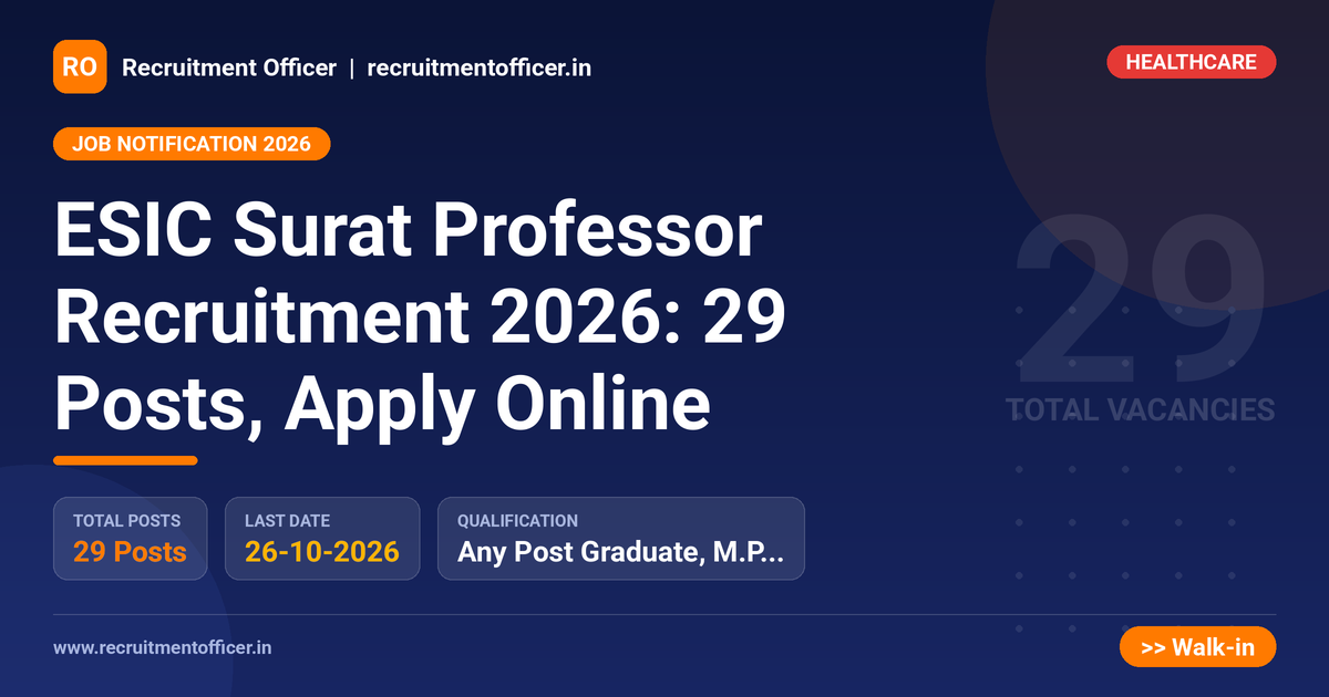 ESIC Surat Professor Recruitment 2026: 29 Posts, Apply Online 1 ESIC Surat Professor Recruitment 2026: 29 Posts, Apply Online - NRAI nrai.in