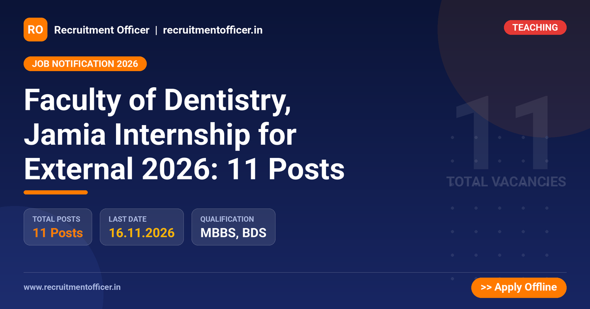 Faculty of Dentistry, Jamia Internship for External 2026: 11 Posts 1 Faculty of Dentistry, Jamia Internship for External 2026: 11 Posts - NRAI nrai.in