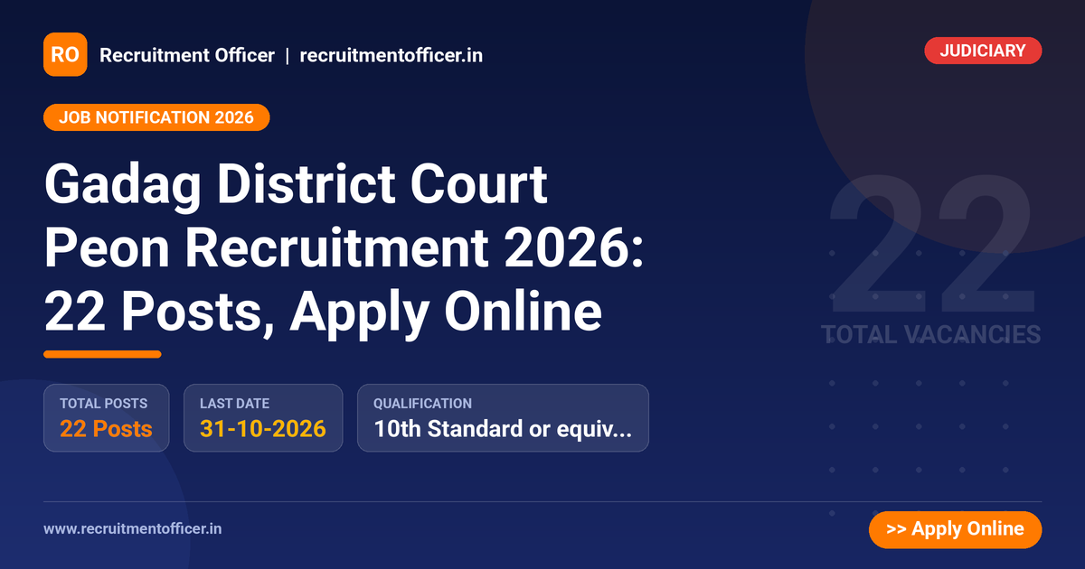 Gadag District Court Peon Recruitment 2026: 22 Posts, Apply Online - NRAI nrai.in