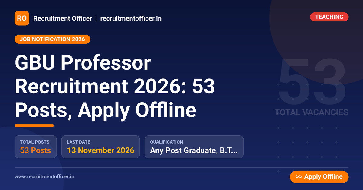 GBU Professor Recruitment 2026: 53 Posts, Apply Offline - NRAI nrai.in