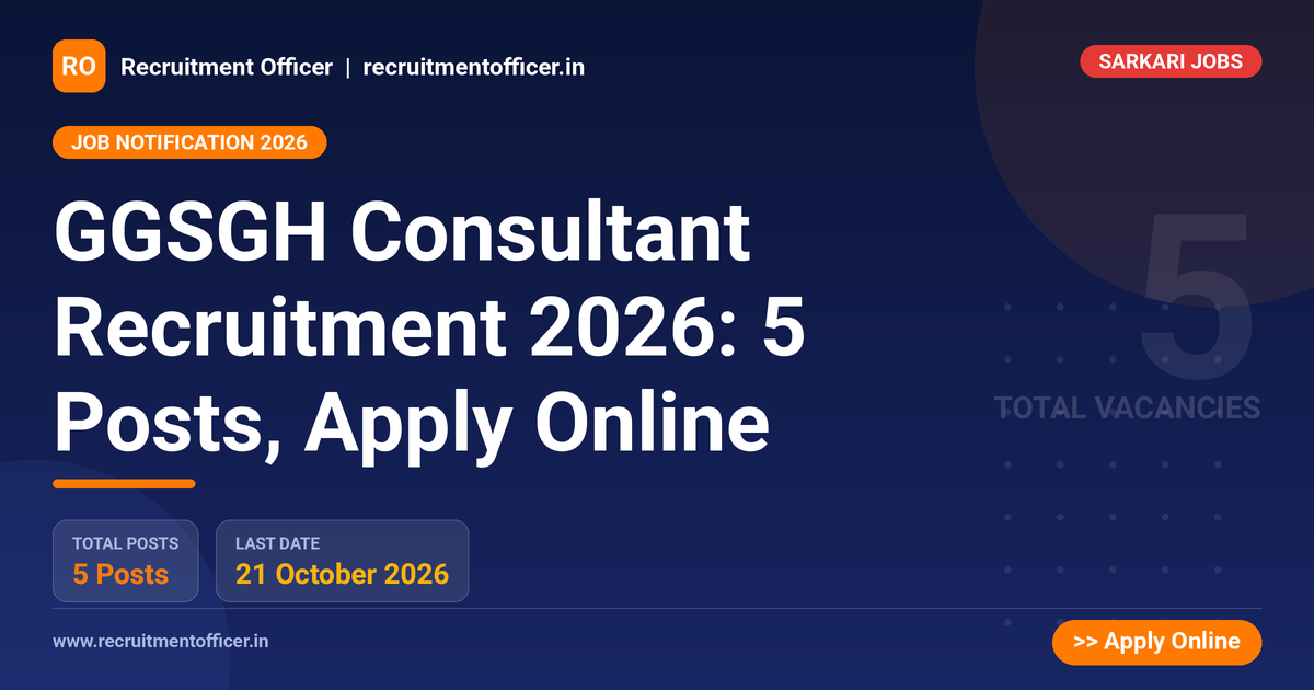 GGSGH Consultant Recruitment 2026: 5 Posts, Apply Online 1 GGSGH Consultant Recruitment 2026: 5 Posts, Apply Online - NRAI nrai.in