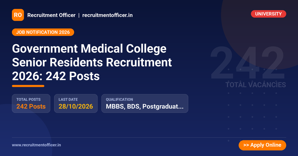 Government Medical College Senior Residents Recruitment 2026: 242 Posts 1 Government Medical College Senior Residents Recruitment 2026: 242 Posts - NRAI nrai.in