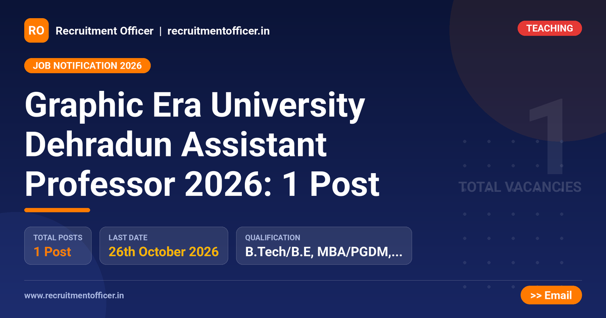 Graphic Era University Dehradun Assistant Professor 2026: 1 Post 1 Graphic Era University Dehradun Assistant Professor 2026: 1 Post - NRAI nrai.in