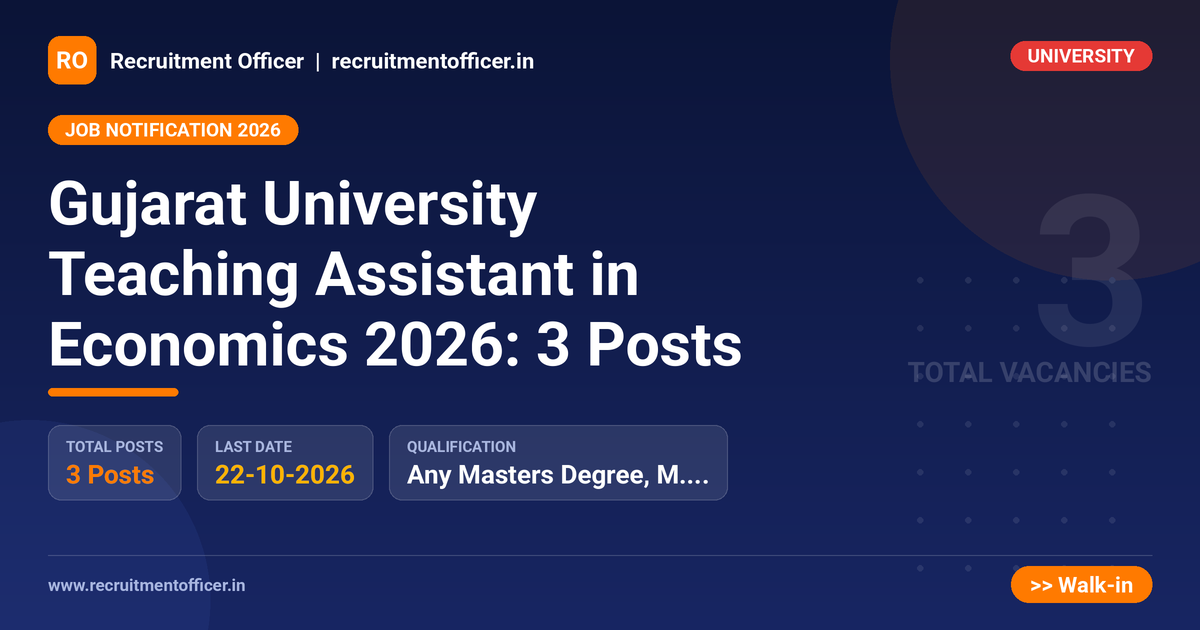 Gujarat University Teaching Assistant in Economics 2026: 3 Posts - NRAI nrai.in