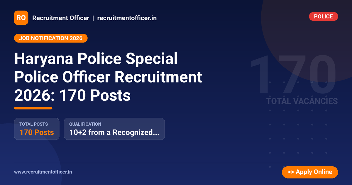 Haryana Police Special Police Officer Recruitment 2026: 170 Posts - NRAI nrai.in