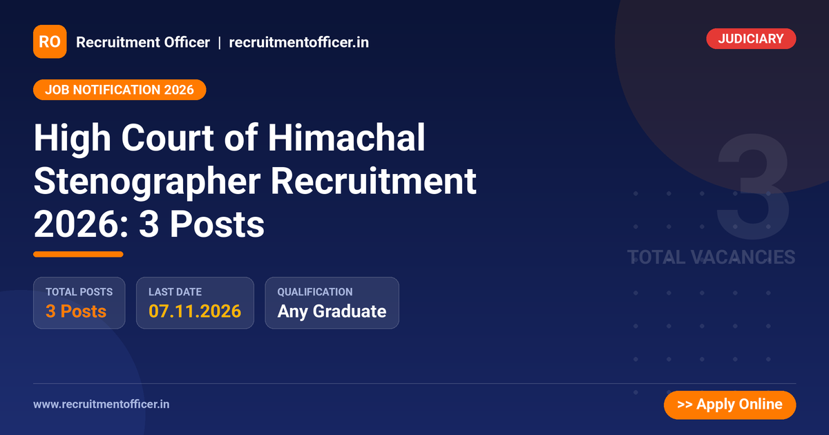 High Court of Himachal Stenographer Recruitment 2026: 3 Posts - NRAI nrai.in