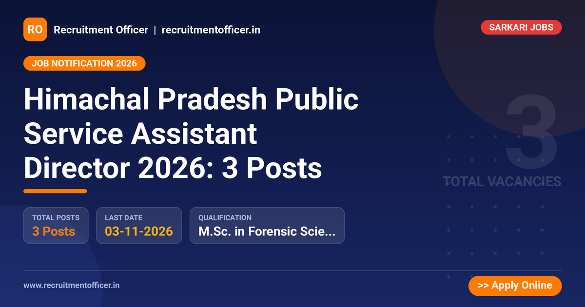 Himachal Pradesh Public Service Assistant Director 2026: 3 Posts 1 Himachal Pradesh Public Service Assistant Director 2026: 3 Posts - NRAI nrai.in
