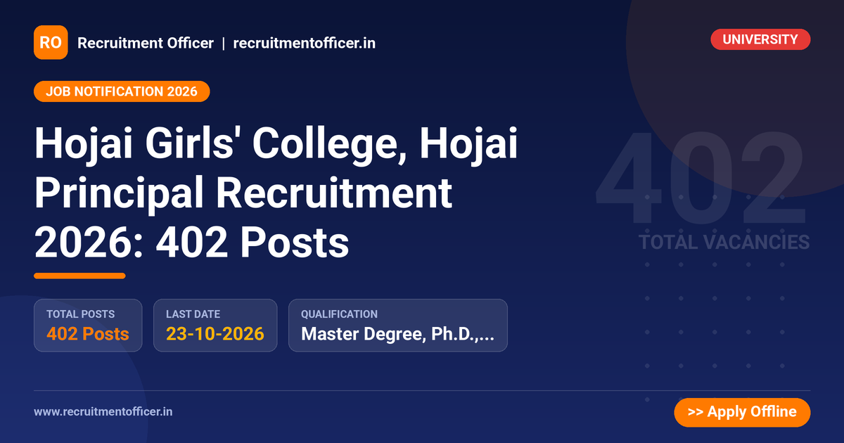 Hojai Girls' College, Hojai Principal Recruitment 2026: 402 Posts 1 Hojai Girls' College, Hojai Principal Recruitment 2026: 402 Posts - NRAI nrai.in