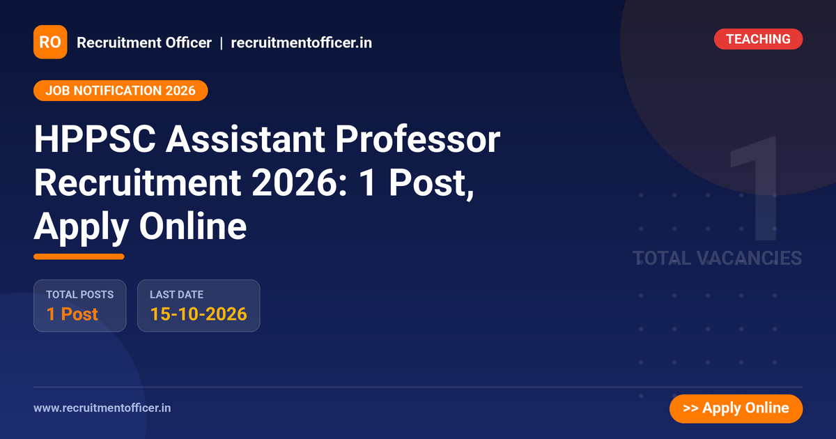 HPPSC Assistant Professor Recruitment 2026: 1 Post, Apply Online - NRAI nrai.in