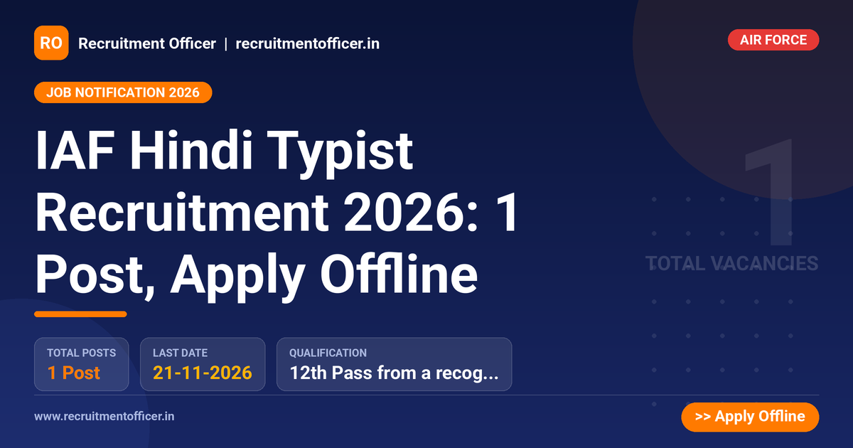 IAF Hindi Typist Recruitment 2026: 1 Post, Apply Offline - NRAI nrai.in