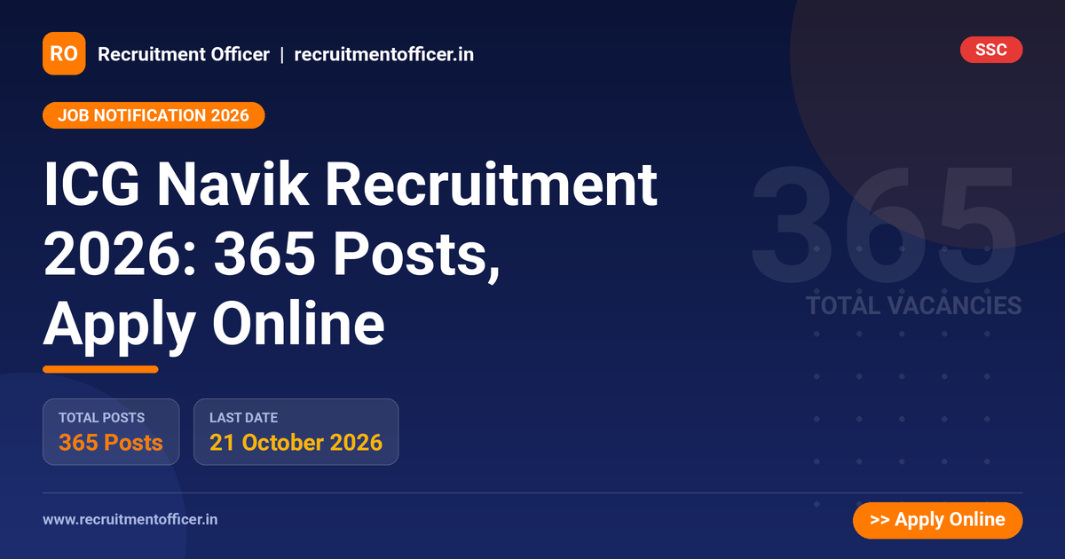 ICG Navik Recruitment 2026: 365 Posts, Apply Online - NRAI nrai.in