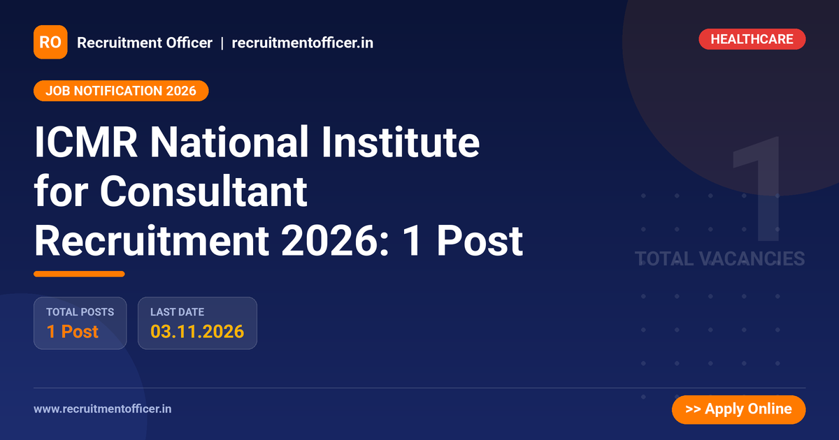 ICMR National Institute for Consultant Recruitment 2026: 1 Post - NRAI nrai.in
