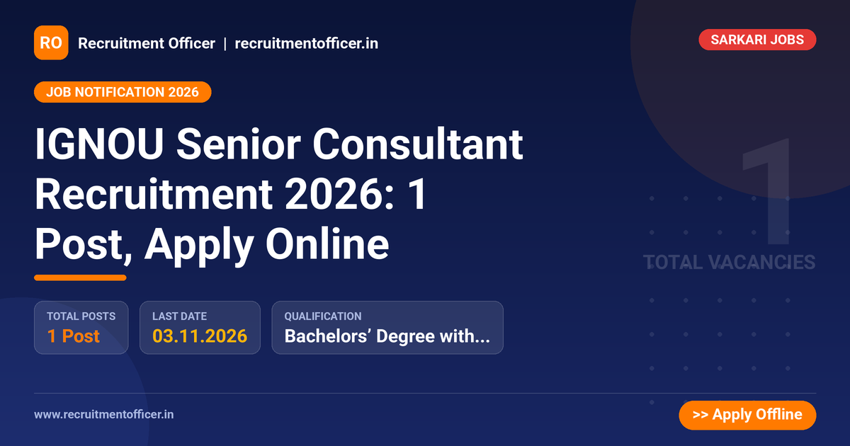 IGNOU Senior Consultant Recruitment 2026: 1 Post, Apply Online 1 IGNOU Senior Consultant Recruitment 2026: 1 Post, Apply Online - NRAI nrai.in