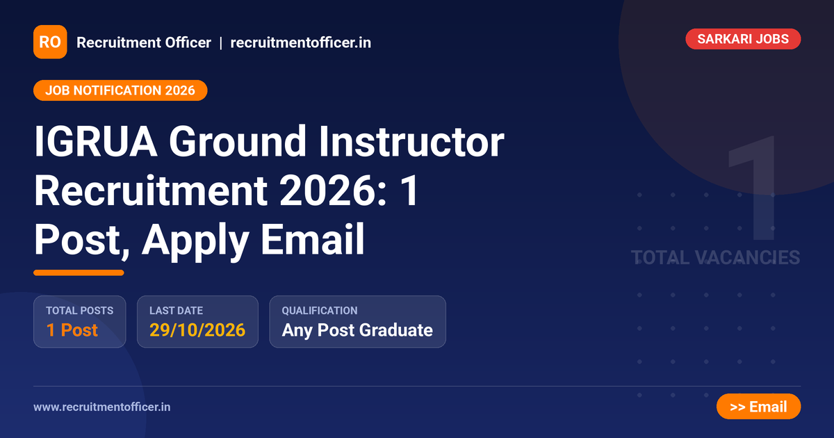 IGRUA Ground Instructor Recruitment 2026: 1 Post, Apply Email - NRAI nrai.in