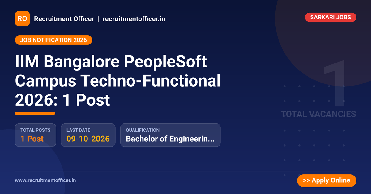 IIM Bangalore PeopleSoft Campus Techno-Functional 2026: 1 Post 1 IIM Bangalore PeopleSoft Campus Techno-Functional 2026: 1 Post - NRAI nrai.in
