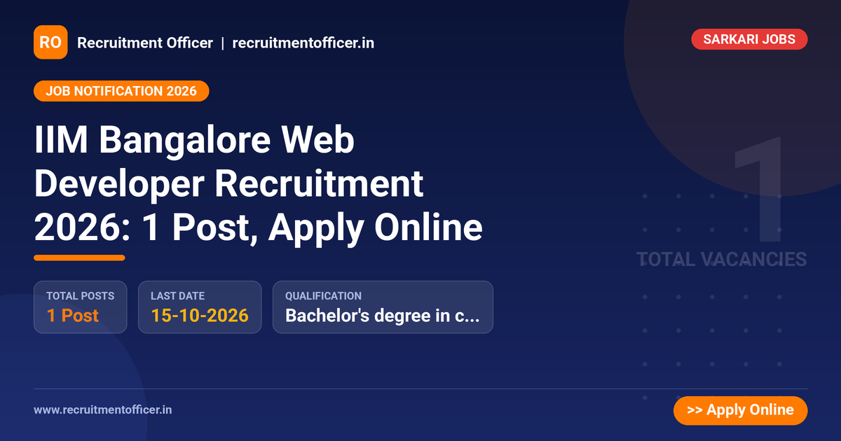 IIM Bangalore Web Developer Recruitment 2026: 1 Post, Apply Online 1 IIM Bangalore Web Developer Recruitment 2026: 1 Post, Apply Online - NRAI nrai.in