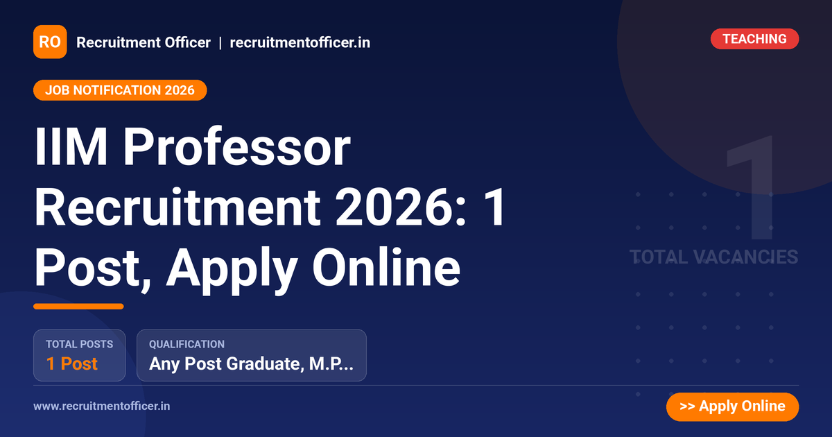 IIM Professor Recruitment 2026: 1 Post, Apply Online - NRAI nrai.in
