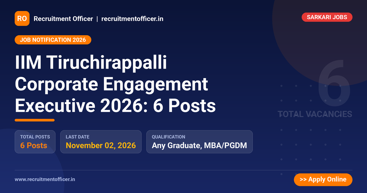IIM Tiruchirappalli Corporate Engagement Executive 2026: 6 Posts - NRAI nrai.in