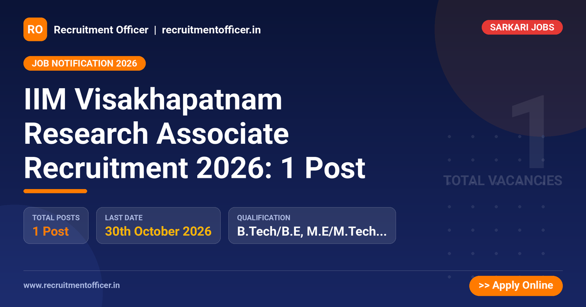 IIM Visakhapatnam Research Associate Recruitment 2026: 1 Post 1 IIM Visakhapatnam Research Associate Recruitment 2026: 1 Post - NRAI nrai.in