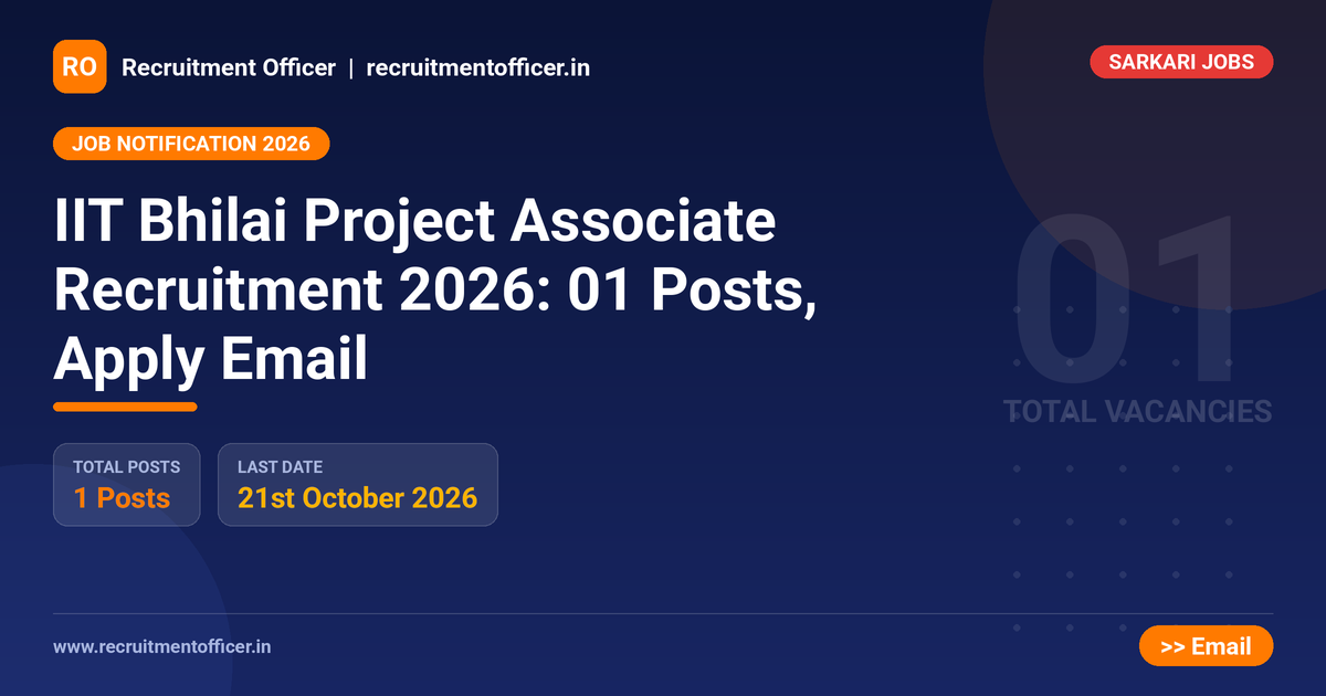 IIT Bhilai Project Associate Recruitment 2026: 01 Posts, Apply Email 1 IIT Bhilai Project Associate Recruitment 2026: 01 Posts, Apply Email - NRAI nrai.in