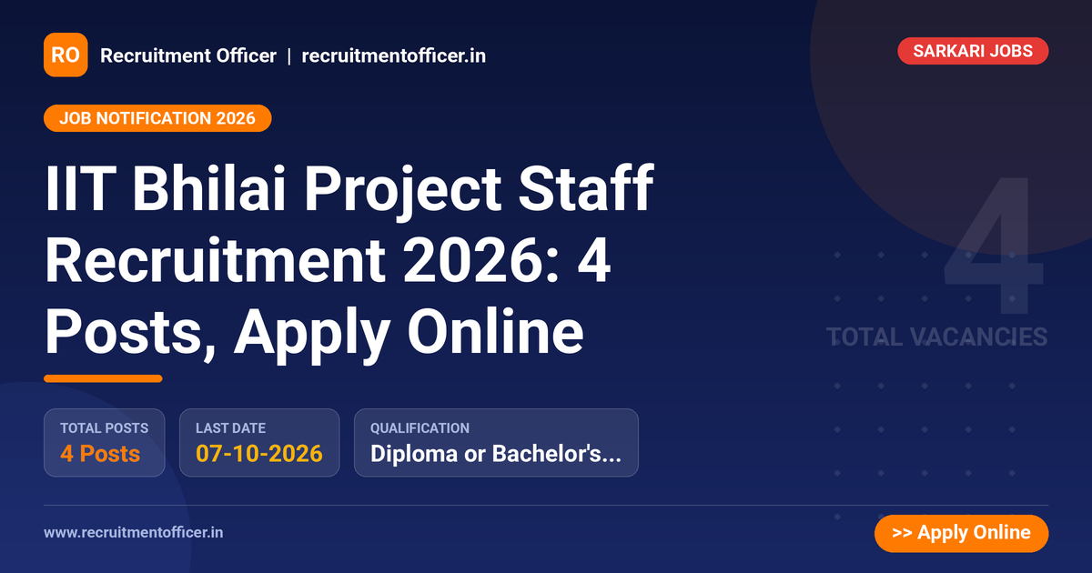 IIT Bhilai Project Staff Recruitment 2026: 4 Posts, Apply Online 1 IIT Bhilai Project Staff Recruitment 2026: 4 Posts, Apply Online - NRAI nrai.in