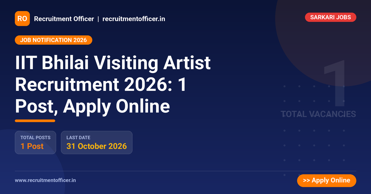 IIT Bhilai Visiting Artist Recruitment 2026: 1 Post, Apply Online 1 IIT Bhilai Visiting Artist Recruitment 2026: 1 Post, Apply Online - NRAI nrai.in