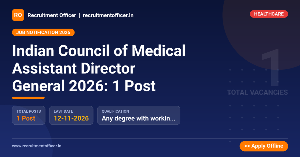 Indian Council of Medical Assistant Director General 2026: 1 Post - NRAI nrai.in