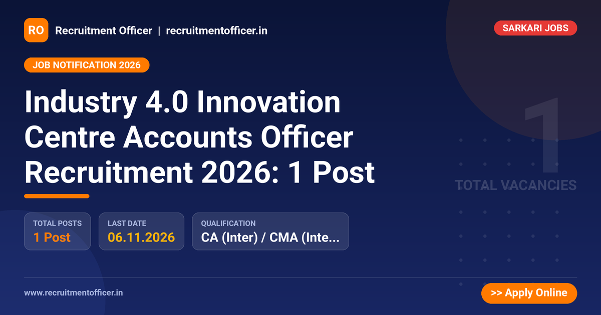 Industry 4.0 Innovation Centre Accounts Officer Recruitment 2026: 1 Post - NRAI nrai.in
