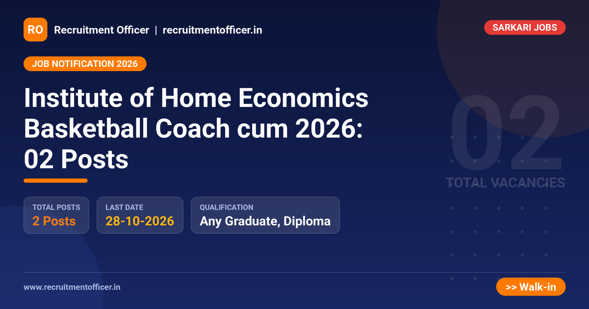 Institute of Home Economics Basketball Coach cum 2026: 02 Posts - NRAI nrai.in