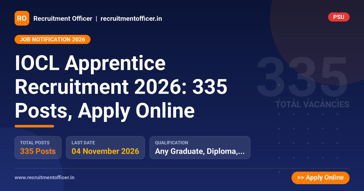 IOCL Apprentice Recruitment 2026: 335 Posts, Apply Online 1 IOCL Apprentice Recruitment 2026: 335 Posts, Apply Online - NRAI nrai.in