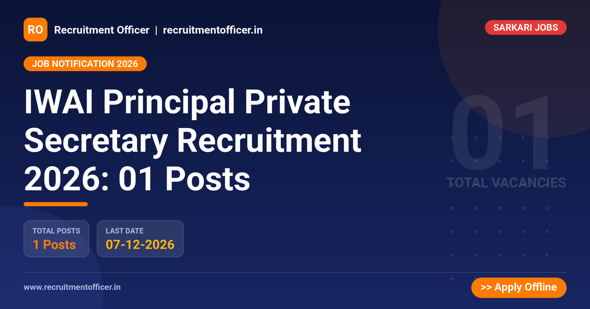 IWAI Principal Private Secretary Recruitment 2026: 01 Posts 1 IWAI Principal Private Secretary Recruitment 2026: 01 Posts - NRAI nrai.in