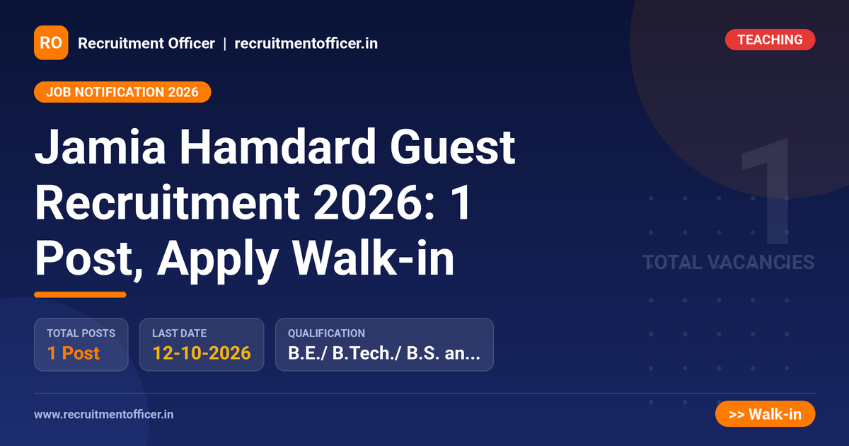 Jamia Hamdard Guest Recruitment 2026: 1 Post, Apply Walk-in - NRAI nrai.in