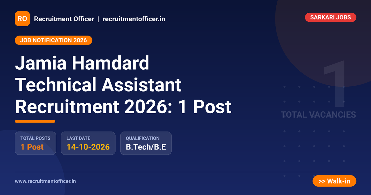 Jamia Hamdard Technical Assistant Recruitment 2026: 1 Post - NRAI nrai.in