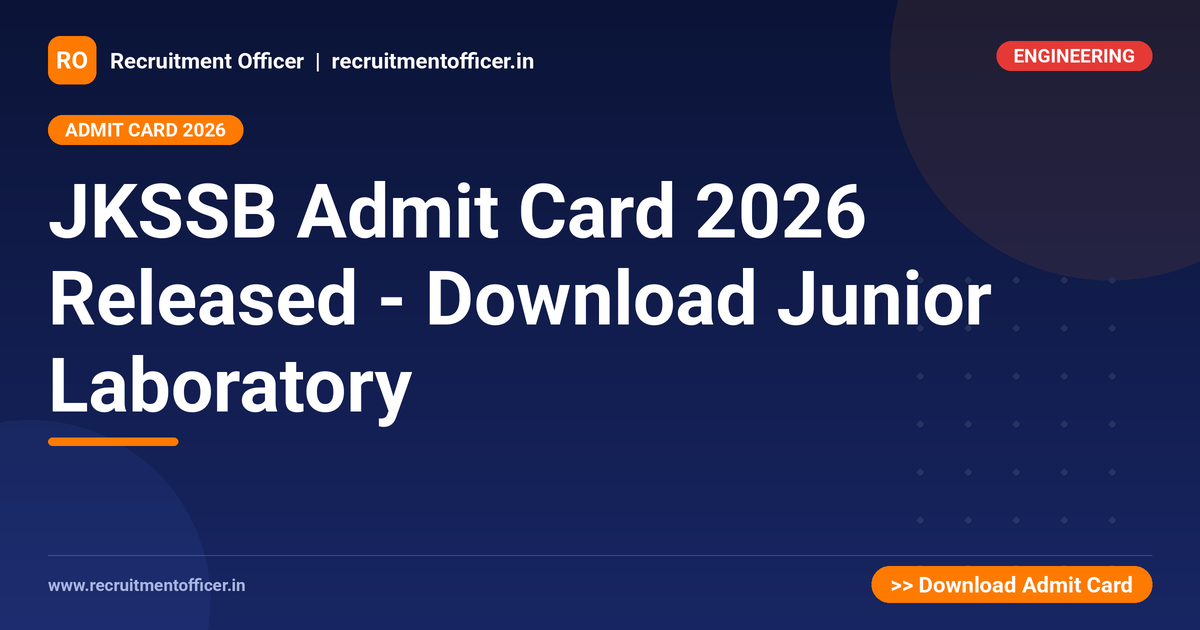 JKSSB Admit Card 2026 Released - Download Junior Laboratory 1 JKSSB Admit Card 2026 Released - Download Junior Laboratory - NRAI nrai.in