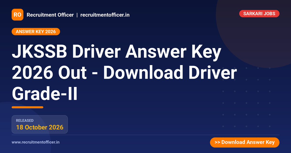 JKSSB Driver Answer Key 2026 Out - Download Driver Grade-II - NRAI nrai.in