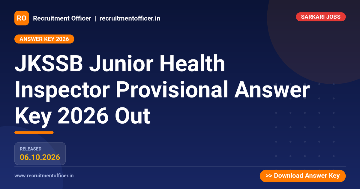 JKSSB Junior Health Inspector Provisional Answer Key 2026 Out 1 JKSSB Junior Health Inspector Provisional Answer Key 2026 Out - NRAI nrai.in