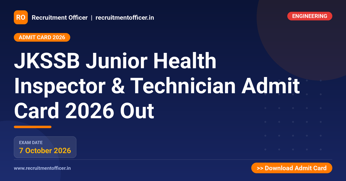JKSSB Junior Health Inspector & Technician Admit Card 2026 Out 1 JKSSB Junior Health Inspector & Technician Admit Card 2026 Out - NRAI nrai.in