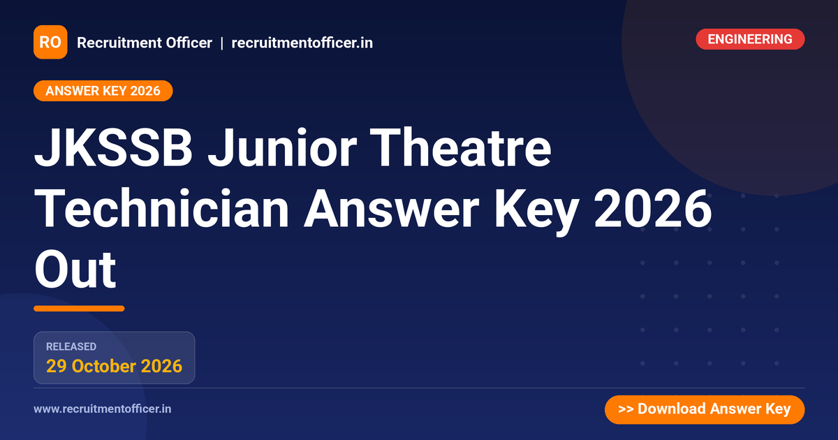 JKSSB Junior Theatre Technician Answer Key 2026 Out - Recruitment Officer