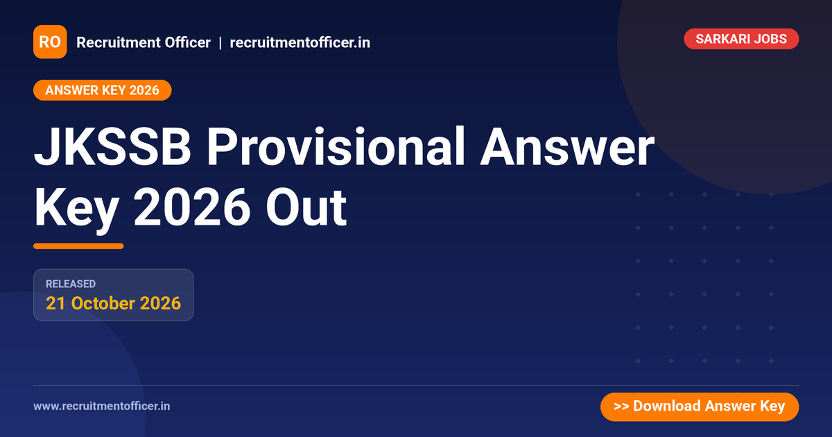 JKSSB Provisional Answer Key 2026 Out - NRAI nrai.in