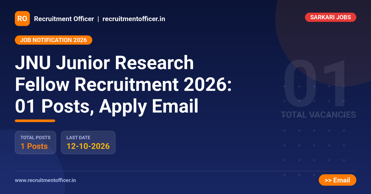 JNU Junior Research Fellow Recruitment 2026: 01 Posts, Apply Email - NRAI nrai.in