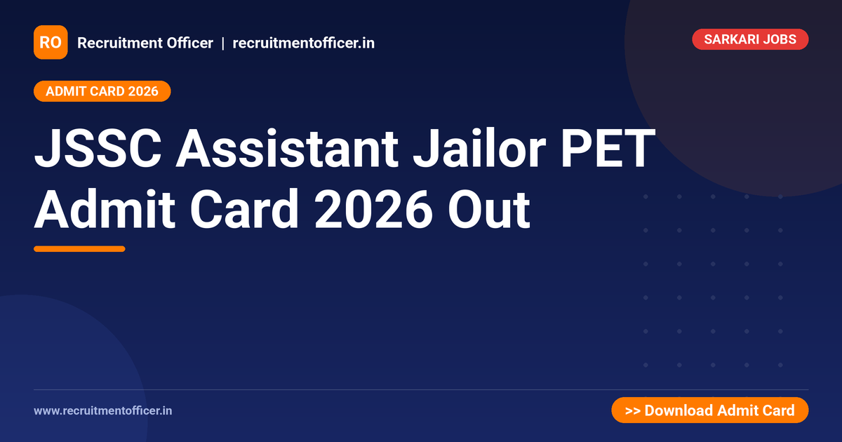 JSSC Assistant Jailor PET Admit Card 2026 Out - NRAI nrai.in