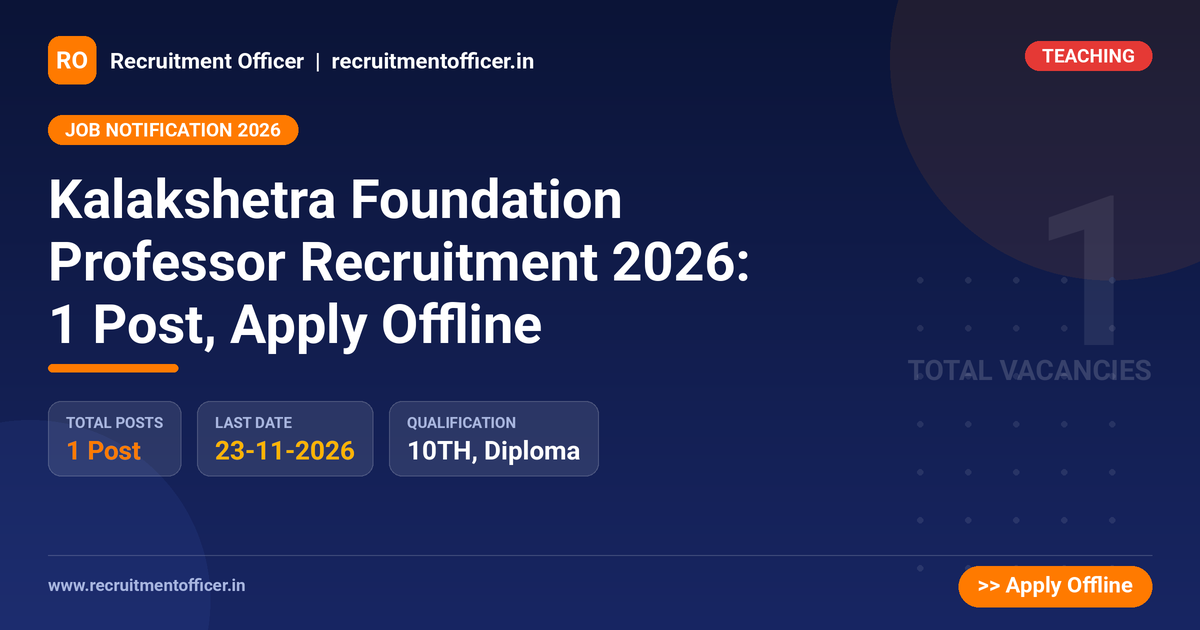 Kalakshetra Foundation Professor Recruitment 2026: 1 Post, Apply Offline - NRAI nrai.in
