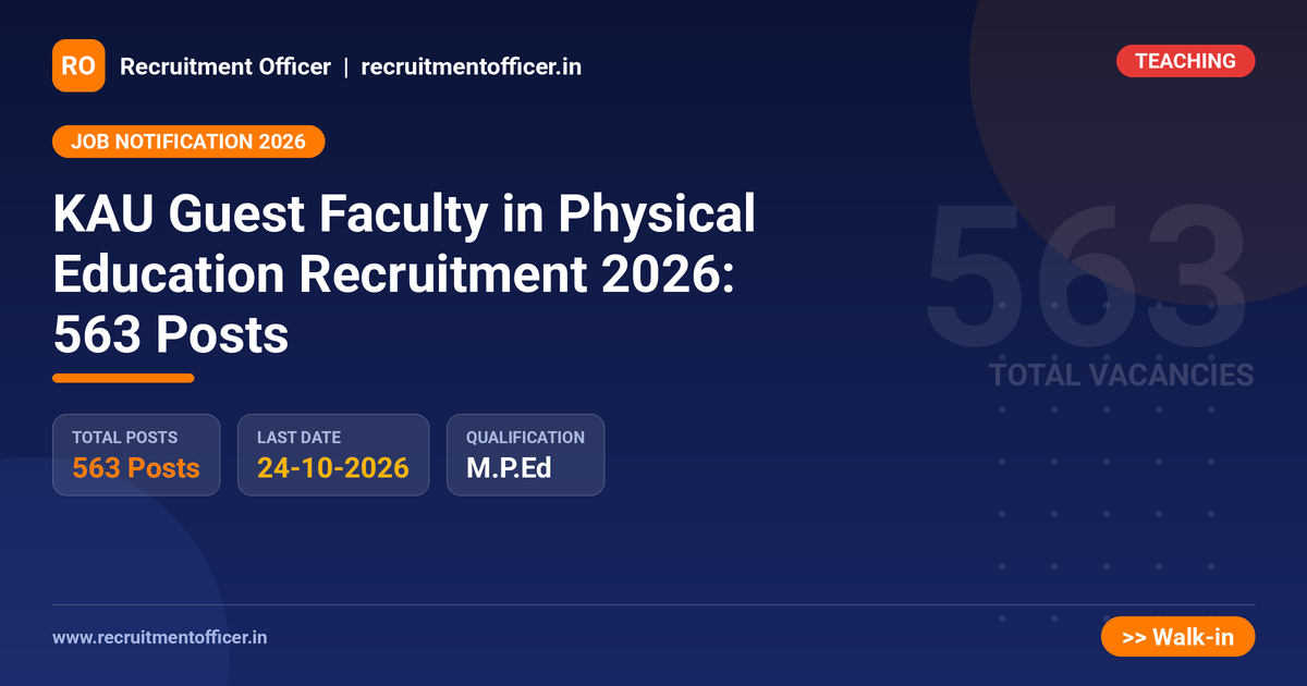 KAU Guest Faculty in Physical Education Recruitment 2026: 563 Posts - NRAI nrai.in