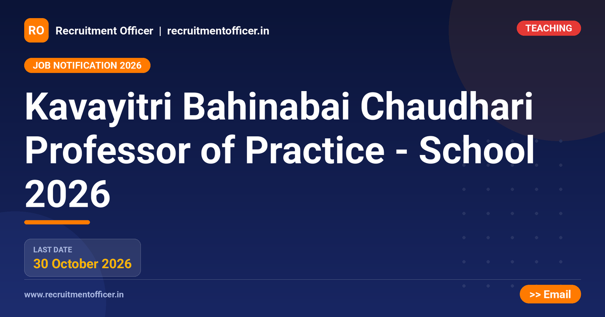 Kavayitri Bahinabai Chaudhari Professor of Practice - School 2026 - NRAI nrai.in