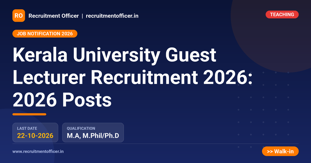 Kerala University Guest Lecturer Recruitment 2026: 2026 Posts - NRAI nrai.in