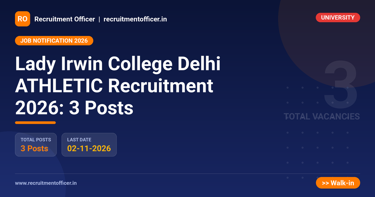 Lady Irwin College Delhi ATHLETIC Recruitment 2026: 3 Posts 1 Lady Irwin College Delhi ATHLETIC Recruitment 2026: 3 Posts - NRAI nrai.in