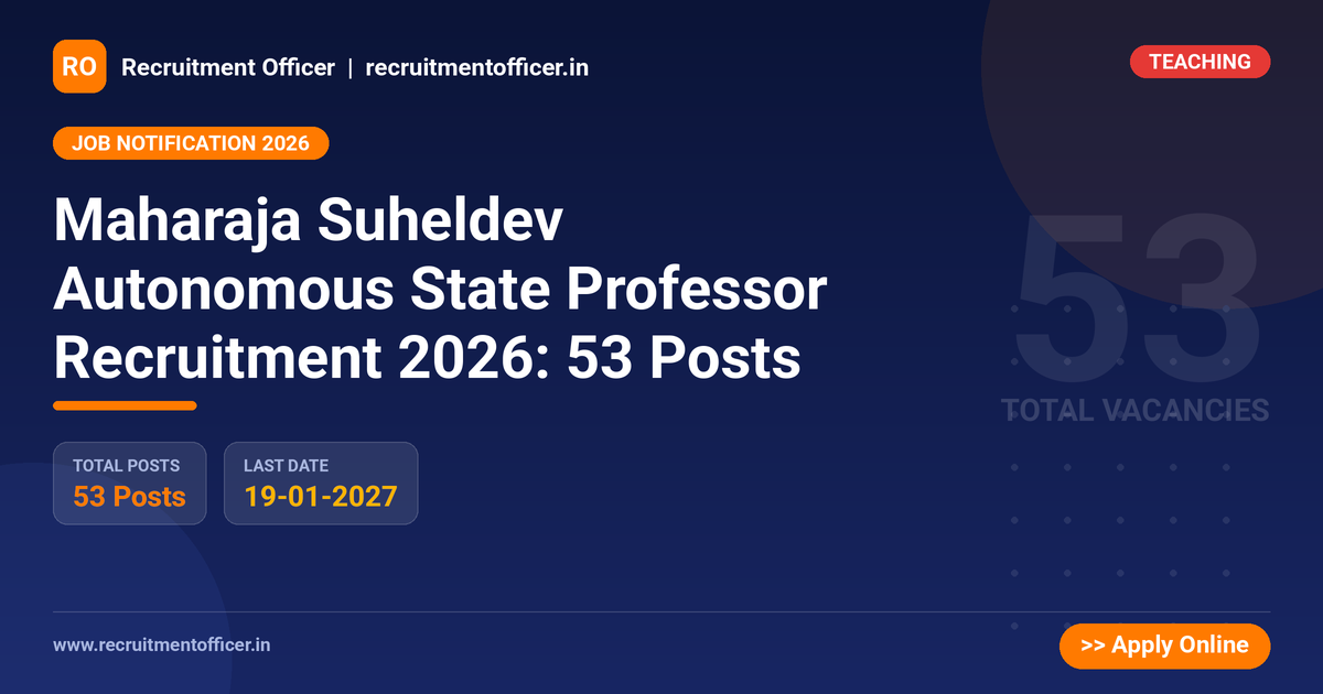 Maharaja Suheldev Autonomous State Professor Recruitment 2026: 53 Posts 1 Maharaja Suheldev Autonomous State Professor Recruitment 2026: 53 Posts - NRAI nrai.in
