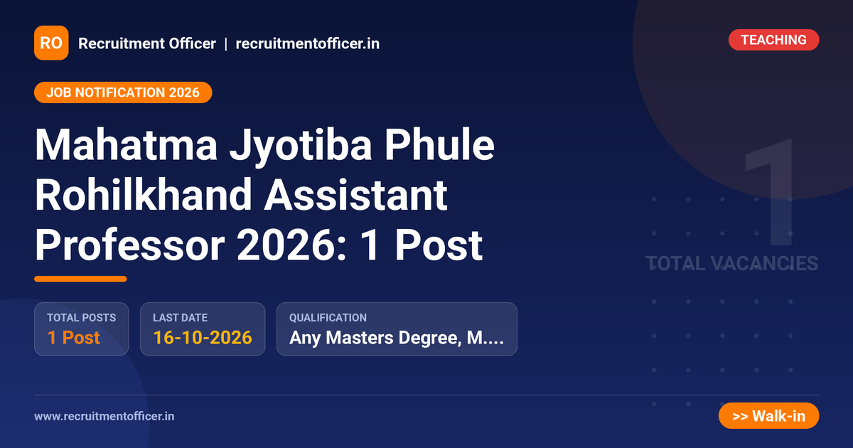 Mahatma Jyotiba Phule Rohilkhand Assistant Professor 2026: 1 Post 1 Mahatma Jyotiba Phule Rohilkhand Assistant Professor 2026: 1 Post - NRAI nrai.in