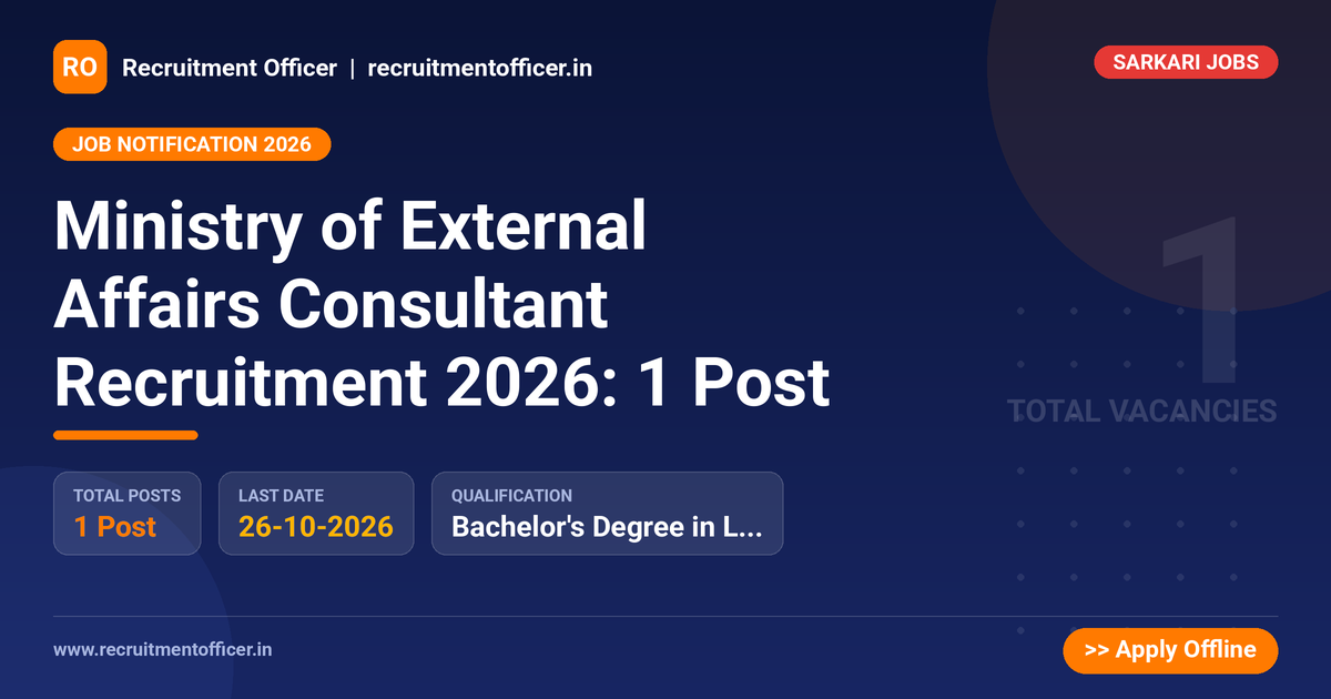 Ministry of External Affairs Consultant Recruitment 2026: 1 Post - NRAI nrai.in