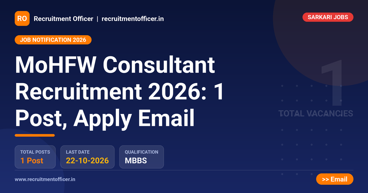 MoHFW Consultant Recruitment 2026: 1 Post, Apply Email - NRAI nrai.in